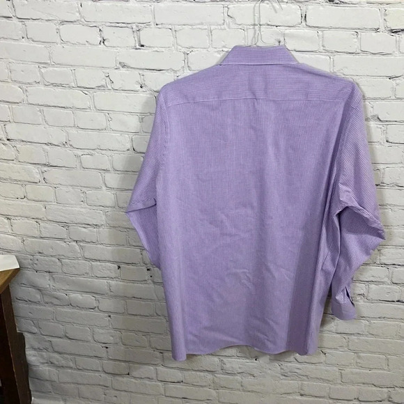 Van Heusen Purple White Checked Button Down Shirt - Picture 5 of 7